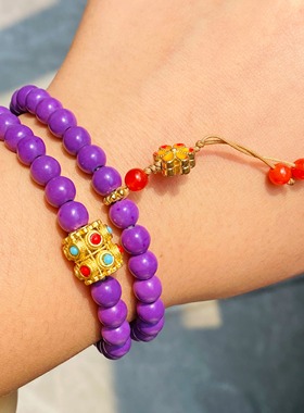 手工手链项链紫云母民族风