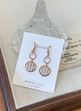 香港壹刻珠宝纯银s925三排钻圆圈耳圈 约3.27g 配专柜礼盒+礼袋