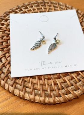 香港壹刻珠宝纯银s925潘多多分色爱心羽毛耳饰约1.89g配专柜礼盒