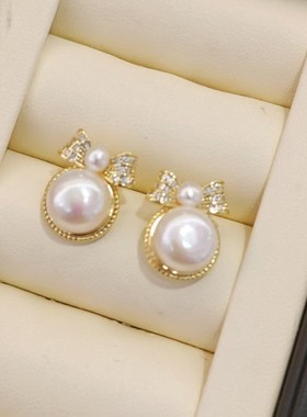 香港壹刻珠宝 天然淡水珍珠在逃公主耳钉