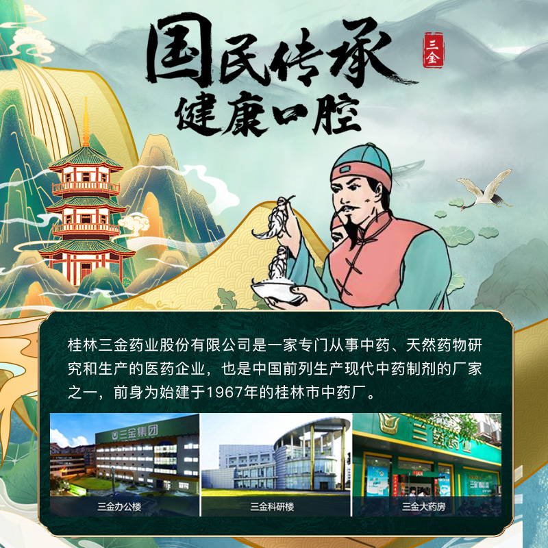 三金西瓜霜口腔清洁薄荷香味漱口水 三金旅行漱口水