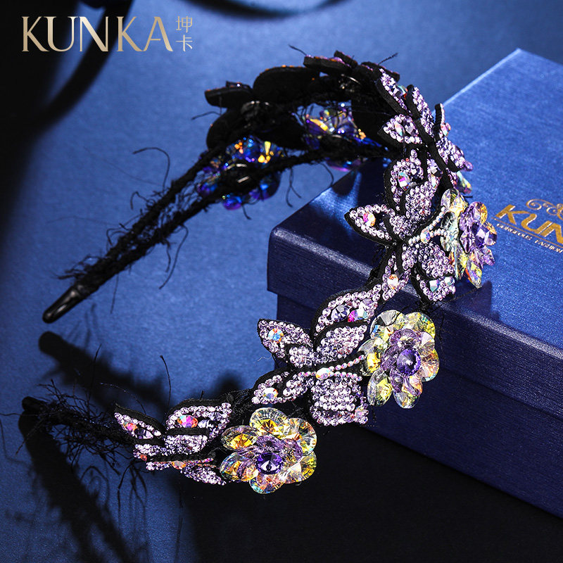 施华奥钻宽边女百搭网红水晶发箍 坤卡发饰