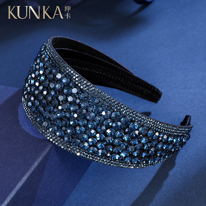 施华奥钻宽边女百搭水晶成年压发箍 坤卡发饰