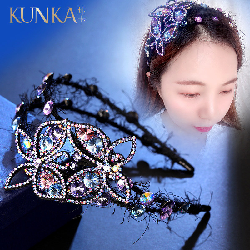 施华奥钻女水钻头箍宽边水晶发箍 坤卡发饰