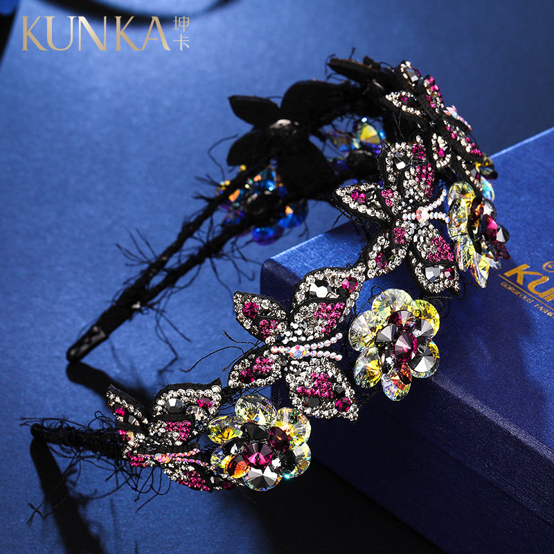 施华奥钻宽边女百搭网红水晶发箍 坤卡发饰