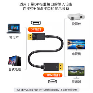 适用于DP转HDMI高清转换线4K60hz视频线台式电脑戴尔联想笔记本显卡连接线大dp接口hdim外接电视显示器投影仪