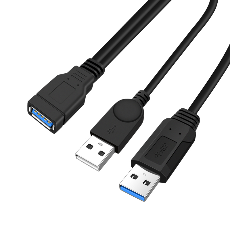 一母口双公头USB3.0延长线双A公转母转换器公对母充电转接头数据线UBS母座转公接口带辅助供电硬盘笔记本电脑 - 图0