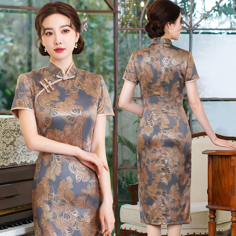 2022春夏新款旗袍裙中长款小个子 淑女记旗袍