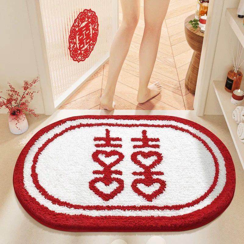 卫生间地垫吸水防滑浴室门垫爱心毛绒家用卧室厕所进门口脚垫,淘宝优惠券,粉丝福利购,淘宝优惠卷