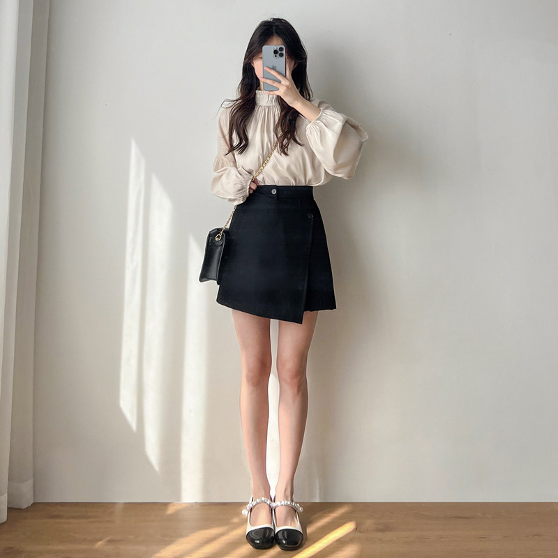 黑色裙裤设计感小众夏不规则半身裙 locodayll休闲裤