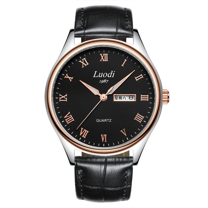 专柜正品男士真皮带时尚表男款表 luodi罗迪国产腕表