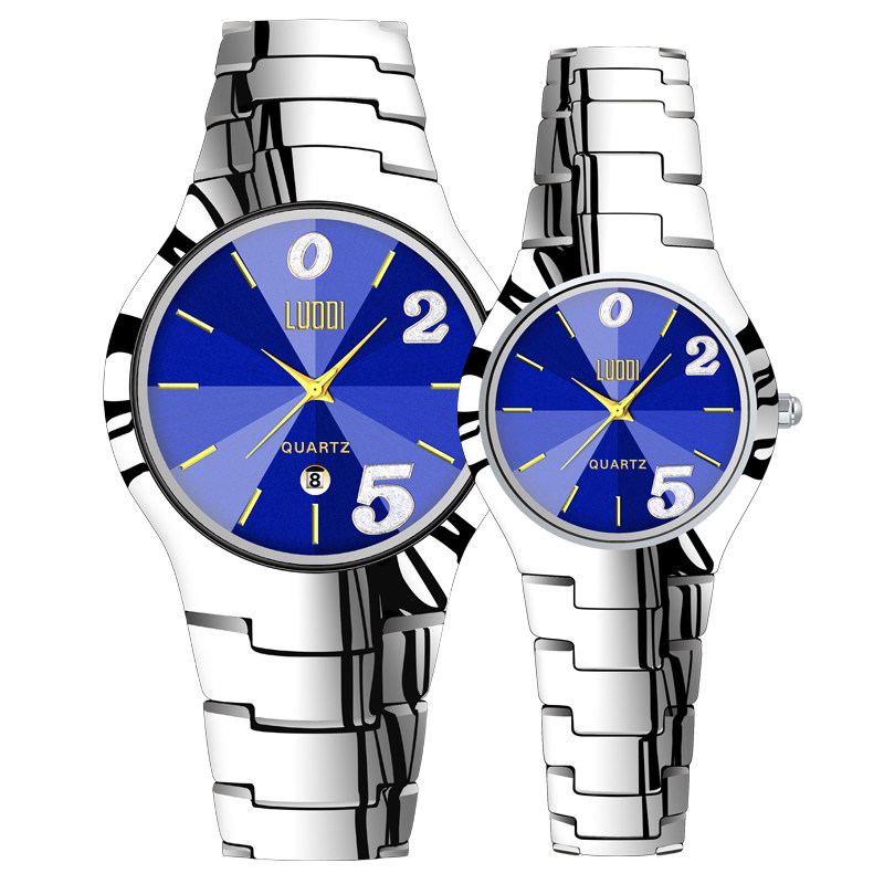 新款正品1314钨钢情侣款一对女男表 luodi罗迪国产腕表