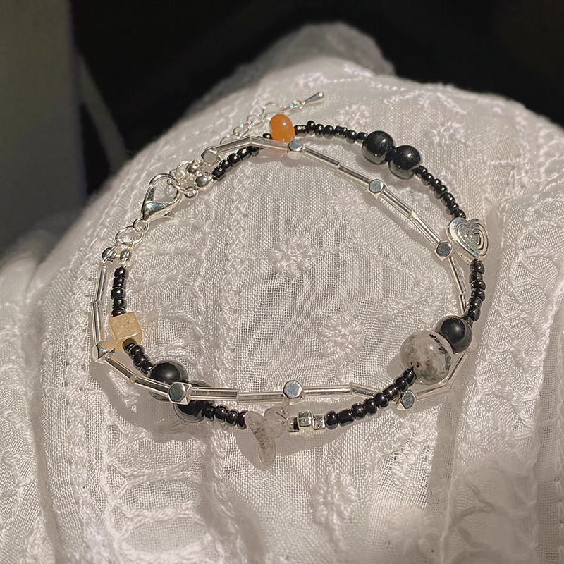 复古双层爱心串珠女夏ins小众手链 瑾年手链