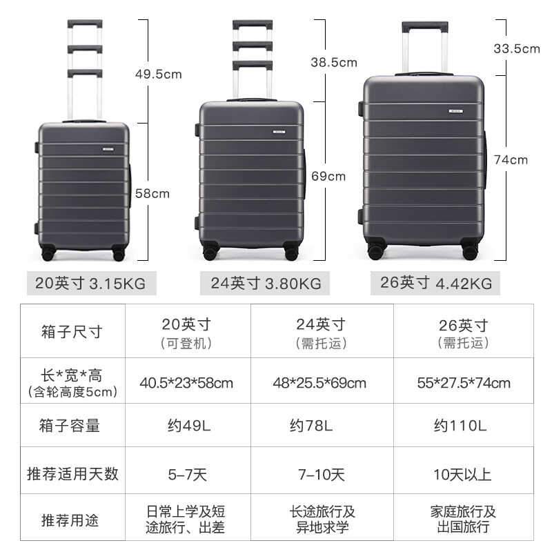 七匹狼男学生女万向轮20寸拉杆箱 七匹狼妙瑞旅行箱