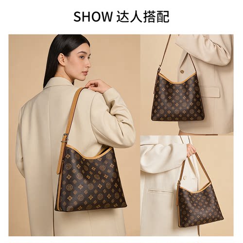 七匹狼高级感女包大容量通勤单肩包2026新款秋冬手提包复古水桶包 - 图0