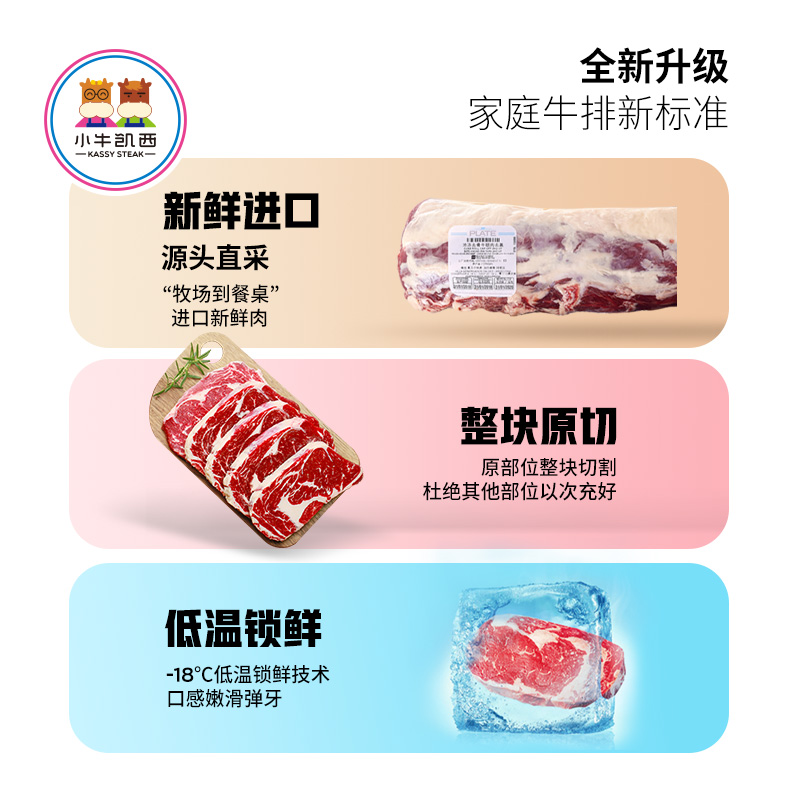 小牛凯西旗舰店【小牛凯西618预售】小牛凯西进口整切菲力牛排套餐10片送鸡排3