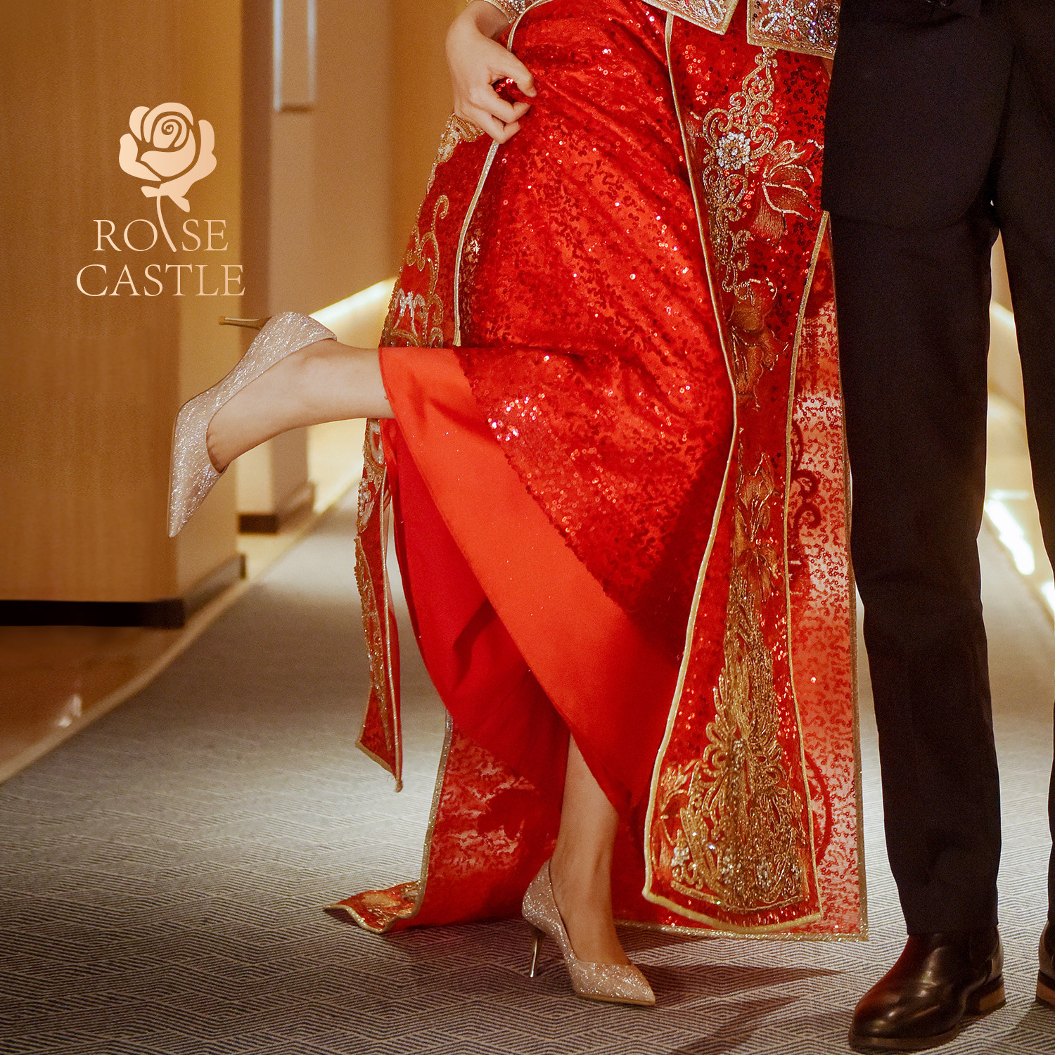 rose castle秀禾婚纱两穿婚鞋女绝美不累脚金色新娘鞋订婚高跟鞋,淘宝优惠券,粉丝福利购,淘宝优惠卷