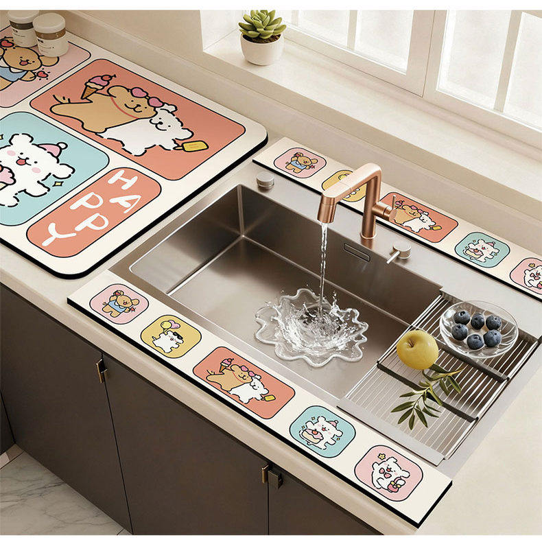 厨房水龙头沥水垫硅藻泥台面挡水条卫生间长条窄边吸水垫浴室杯垫,淘宝优惠券,粉丝福利购,淘宝优惠卷
