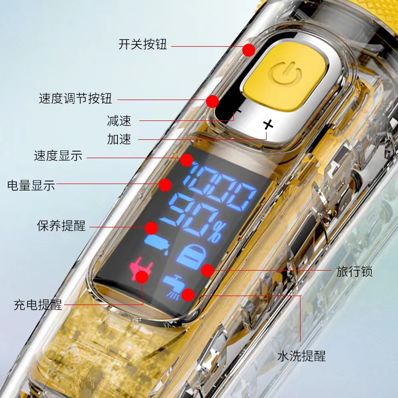 透明电推剪油头增白剃须刀防水发廊剃头推雕刻德国理发器光头神器 - 图1