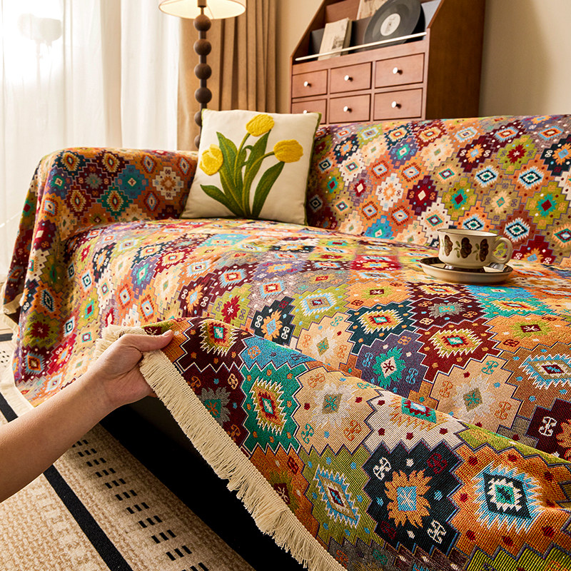 美式棉麻加厚沙发盖巾波西米亚风全包一整张防猫抓沙发套罩沙发垫,淘宝优惠券,粉丝福利购,淘宝优惠卷