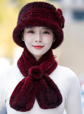 美可韵渔夫女冬季水貂毛帽子