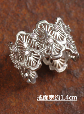 黑色玻璃水晶珍珠贝壳夸张女戒指