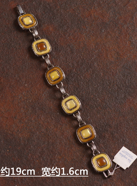 欧美老货LIZ黄褐色女项链耳环钉