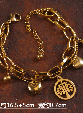 钛钢葫芦绿色淑女叠戴OL项链耳环