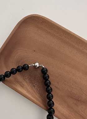 韩代25fw时髦精黑色珠珠项链