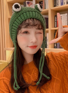 可爱针织ins风毛线女帽子护耳帽