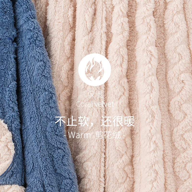 兰秀美旗舰店珊瑚绒情侣睡衣女秋冬季新款加绒加厚可爱卡通保暖男士家居服套装2