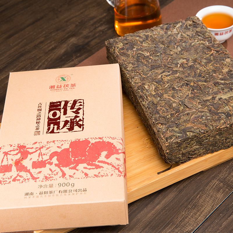 黑茶湖南安化湘益茯茶正宗金花茯砖茶自己喝 900g传承2019-图2