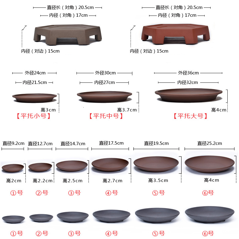 花盆托盘陶瓷圆形紫砂花盆多肉植物盆栽接水盘干泡盆底座花盆托 - 图2