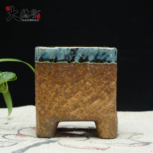 大德号 宜兴紫砂花盆 精品上釉盆景 古典日式欧美多肉植物盆小盆 - 图0