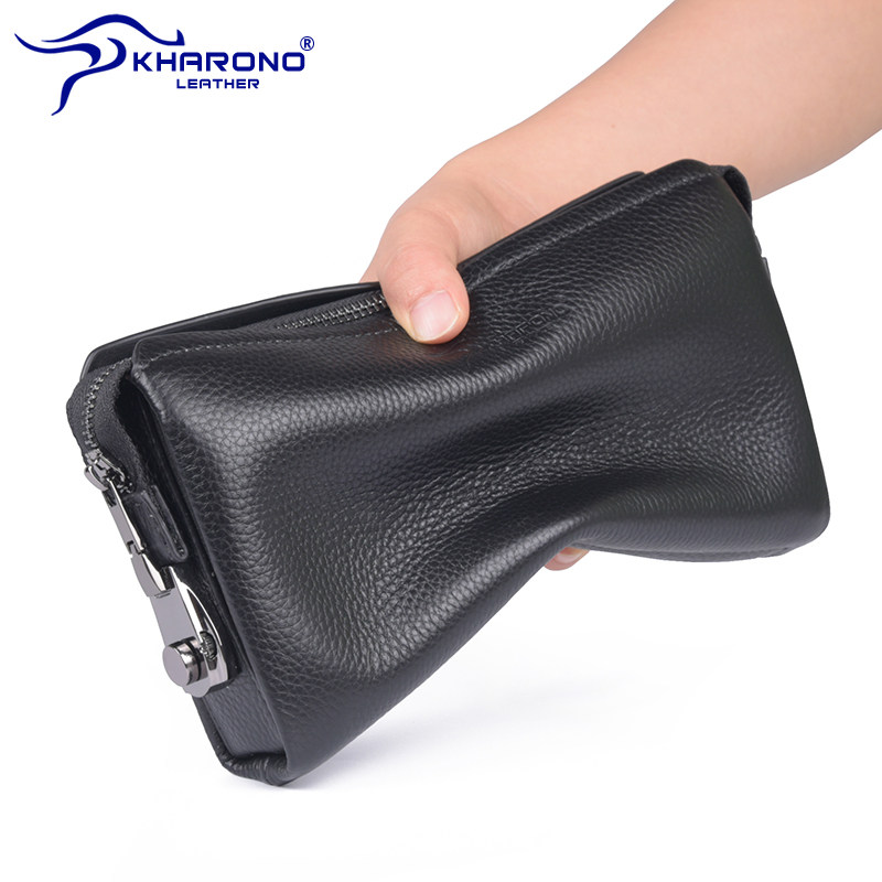 袋鼠头层牛皮商务休闲大容量潮男包 kharono男士包袋