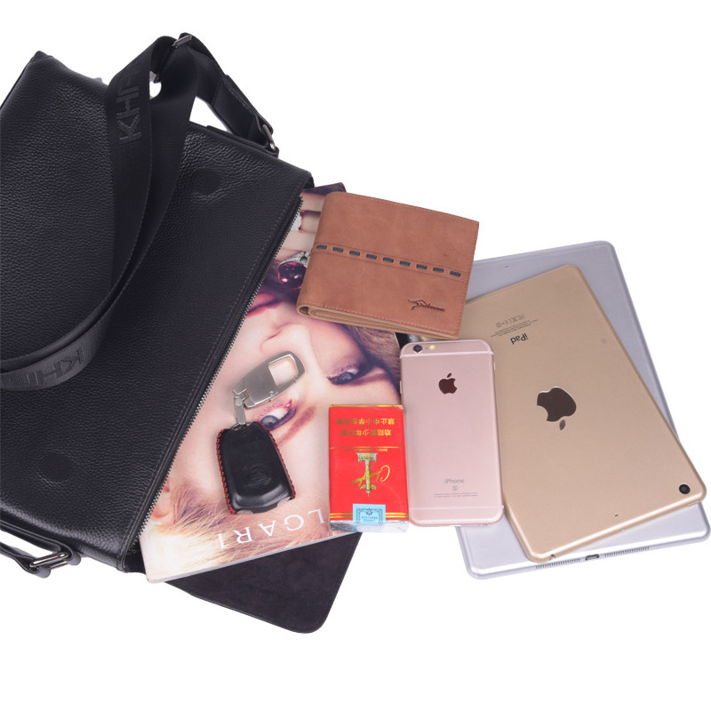 真皮商务公文包横款头层软单肩包 kharono男士包袋