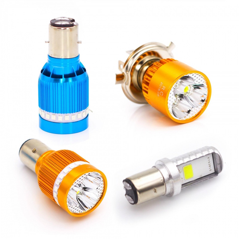 电动车鬼火摩托车LED大灯泡单爪双爪三爪超亮远近光踏板车前大灯 - 图0