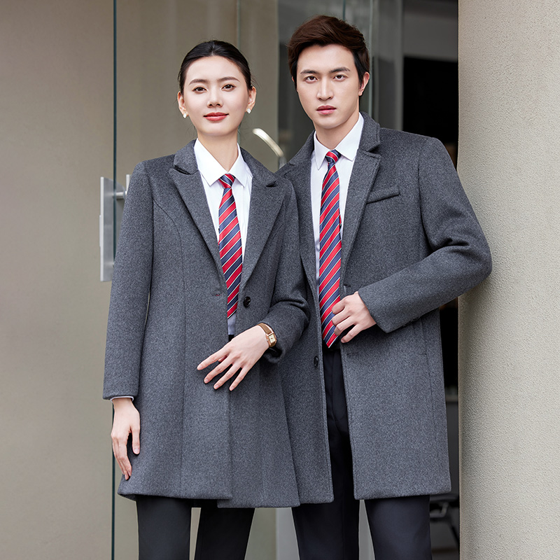 高端灰色中长款羊毛大衣女加厚气质毛呢外套奔驰华为问界同款工装 - 图0