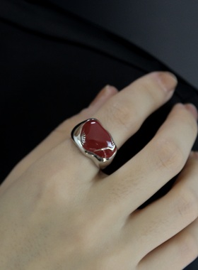 初午CHUWU 松系列 红色珐琅松戒指 原创设计东方韵味美好寓意礼品