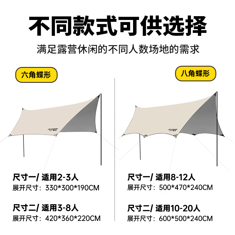 天幕帐篷户外秋冬大号防晒遮阳棚防风雨全套露营装备野营野餐桌椅 - 图3