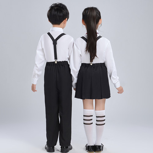 儿童大合唱演出服表演服装男童女诗歌朗诵演讲比赛中小学生背带裤 - 图2