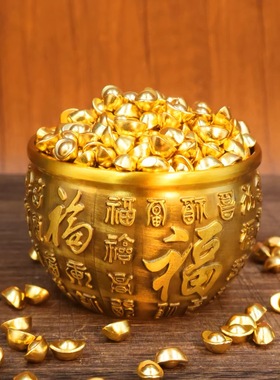 仿金招财工艺品小元宝实心沙金元宝中式迷你亮面合金桌子摆件批发