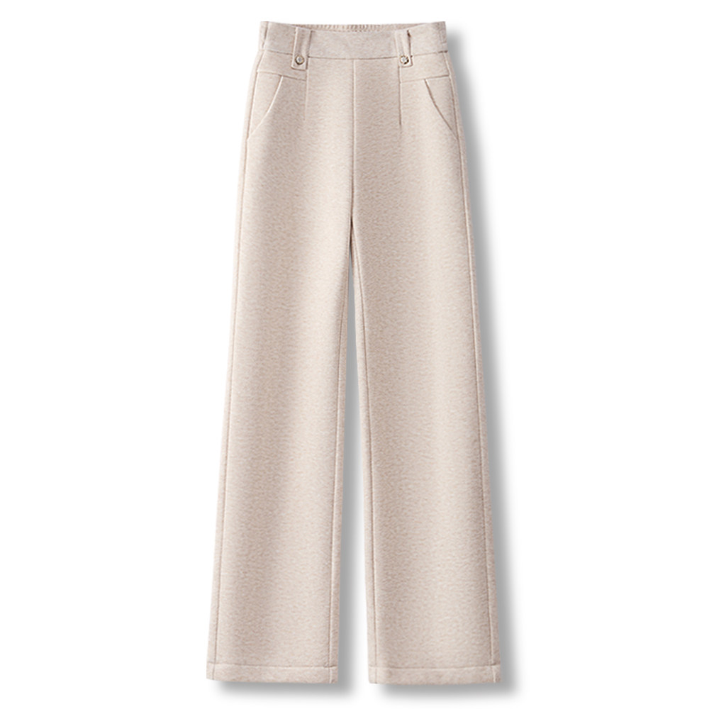 加绒加厚毛呢阔腿裤女窄版直筒裤冬季2025新款糯米裤高腰休闲裤子,淘宝优惠券,粉丝福利购,淘宝优惠卷