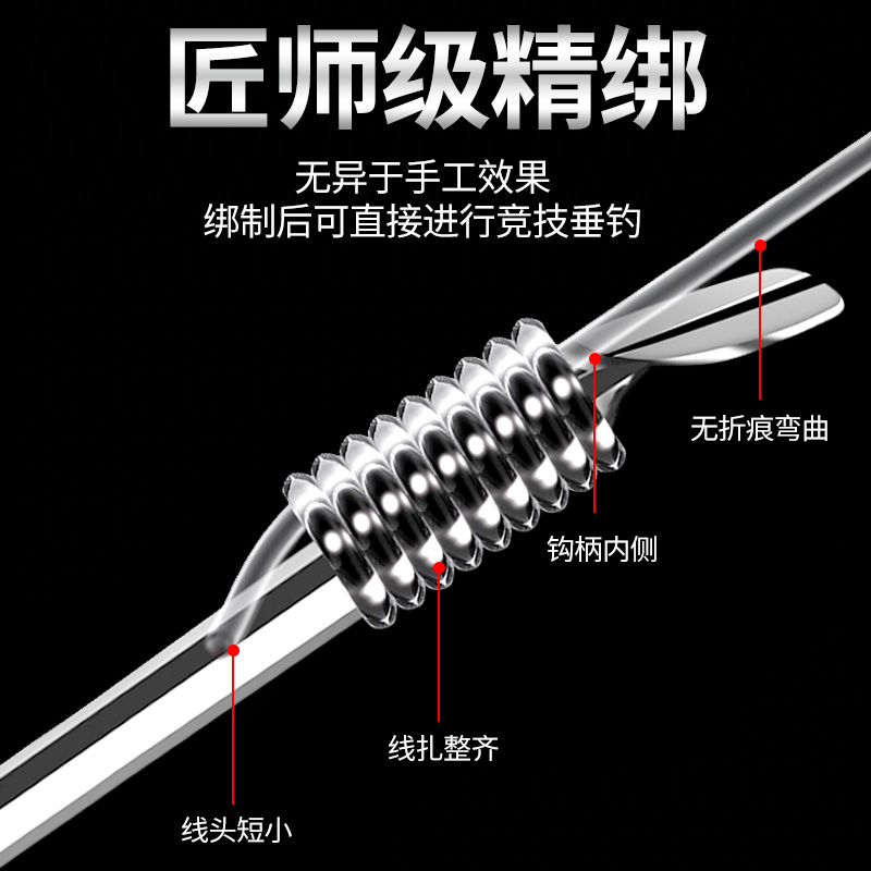 新型鱼钩绑钩器不锈钢半自动绑钓鱼钩器绑双钩工具钓鱼快速拴钩器-图1