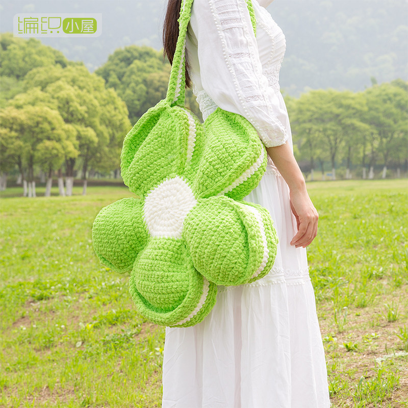 冰条线花朵手工自制diy编织勾线钩针毛线手提单肩包包单肩材料包,淘宝优惠券,粉丝福利购,淘宝优惠卷