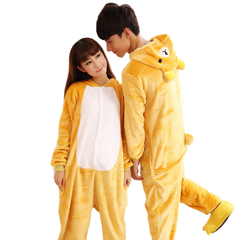 秋冬款法兰绒男女情侣可爱成人睡衣 一阳指服饰睡衣/家居服套装