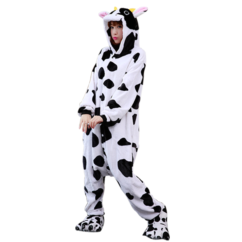 秋冬款奶牛动物卡通连体法兰绒睡衣 一阳指服饰睡衣/家居服套装