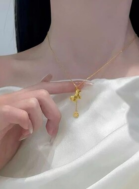 小红书款CNC碎冰马上有钱流苏项链时尚百搭可调节爆闪碎冰锁骨链