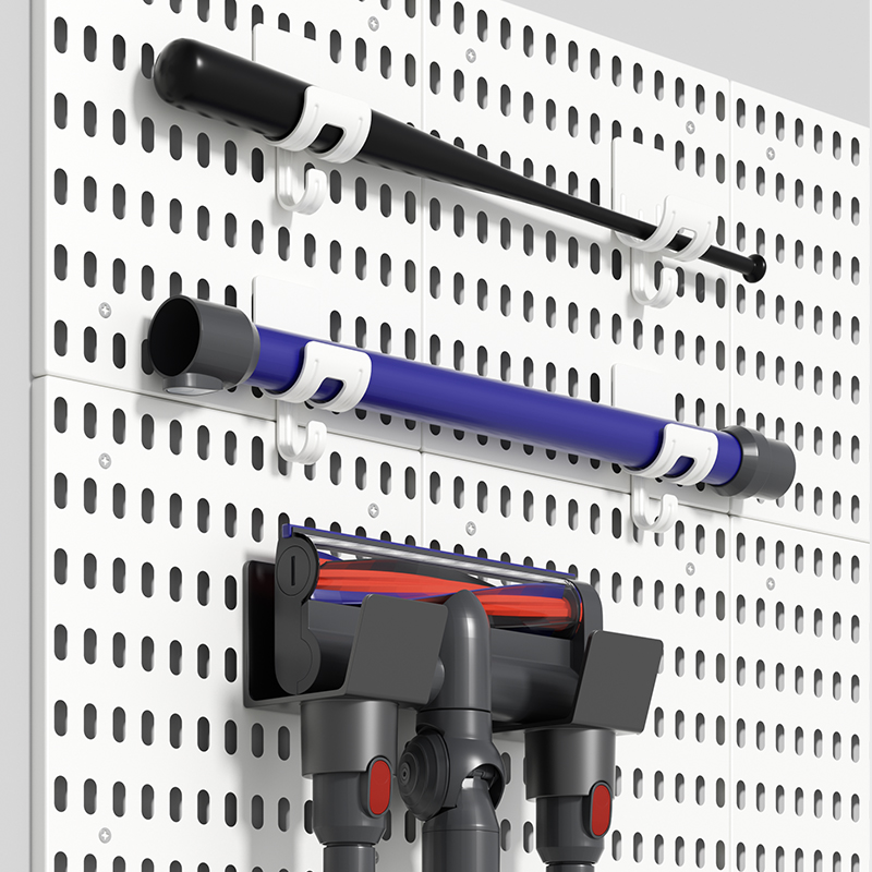 免打孔洞洞板适配戴森吸尘器收纳架家政柜清洁用具墙上置物架 - 图0