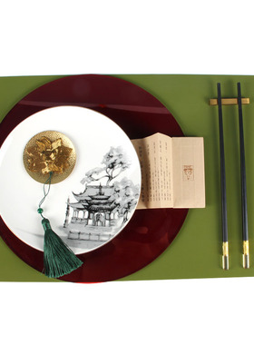 新中式样板房间餐具套装餐桌摆件